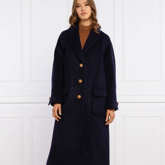Tory Burch Navy Double Faced Wool Overcoat - Picture 14 of 16